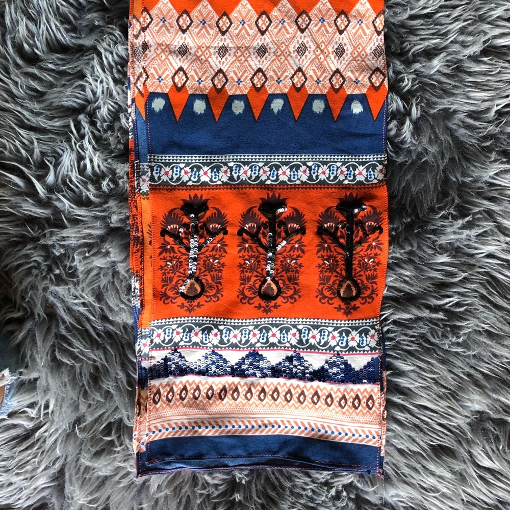 NamJosh Indian orange Blue Sequin Head Scarf